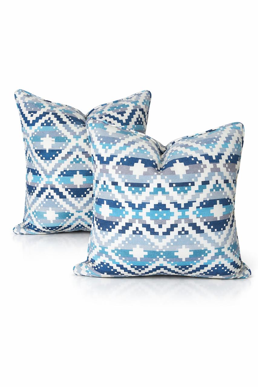 Blue Geometric Cushions (set of 2)