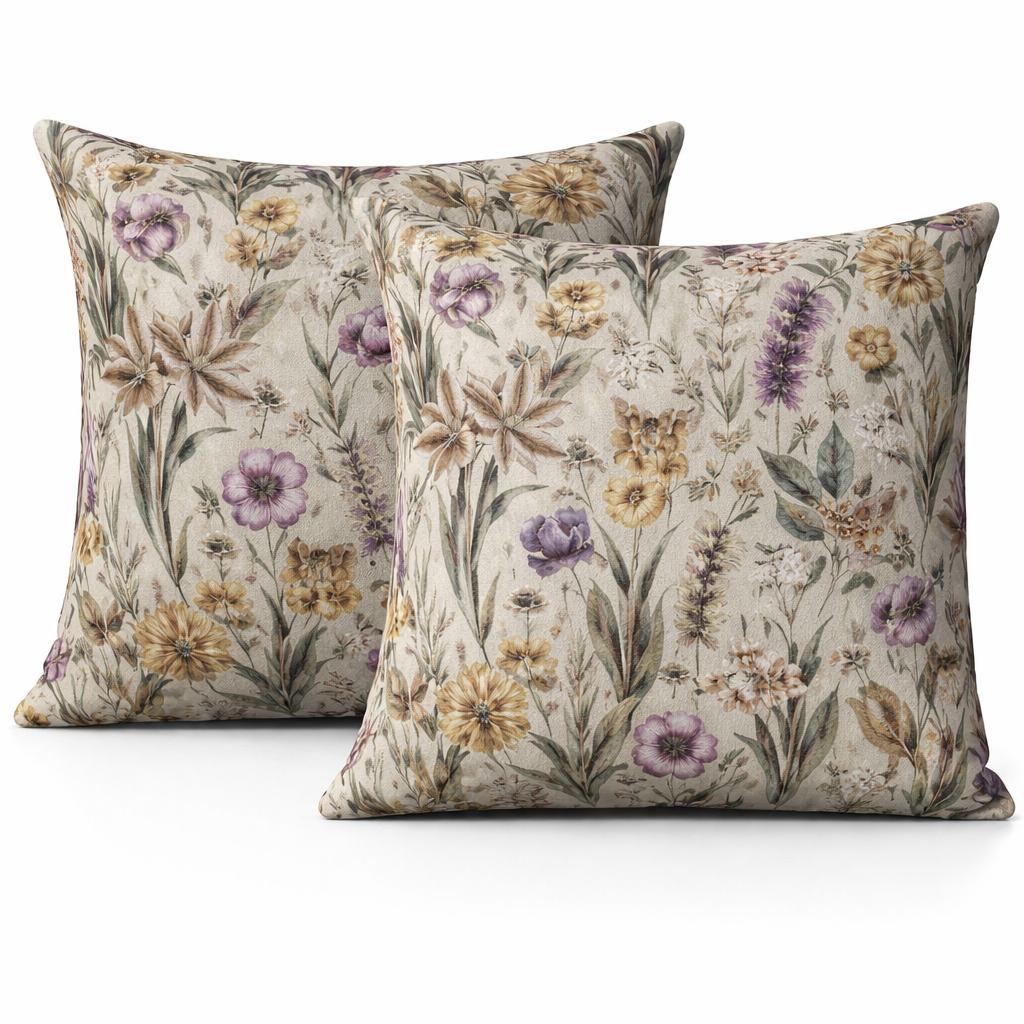 Brown Floral Cushion (set of 2)
